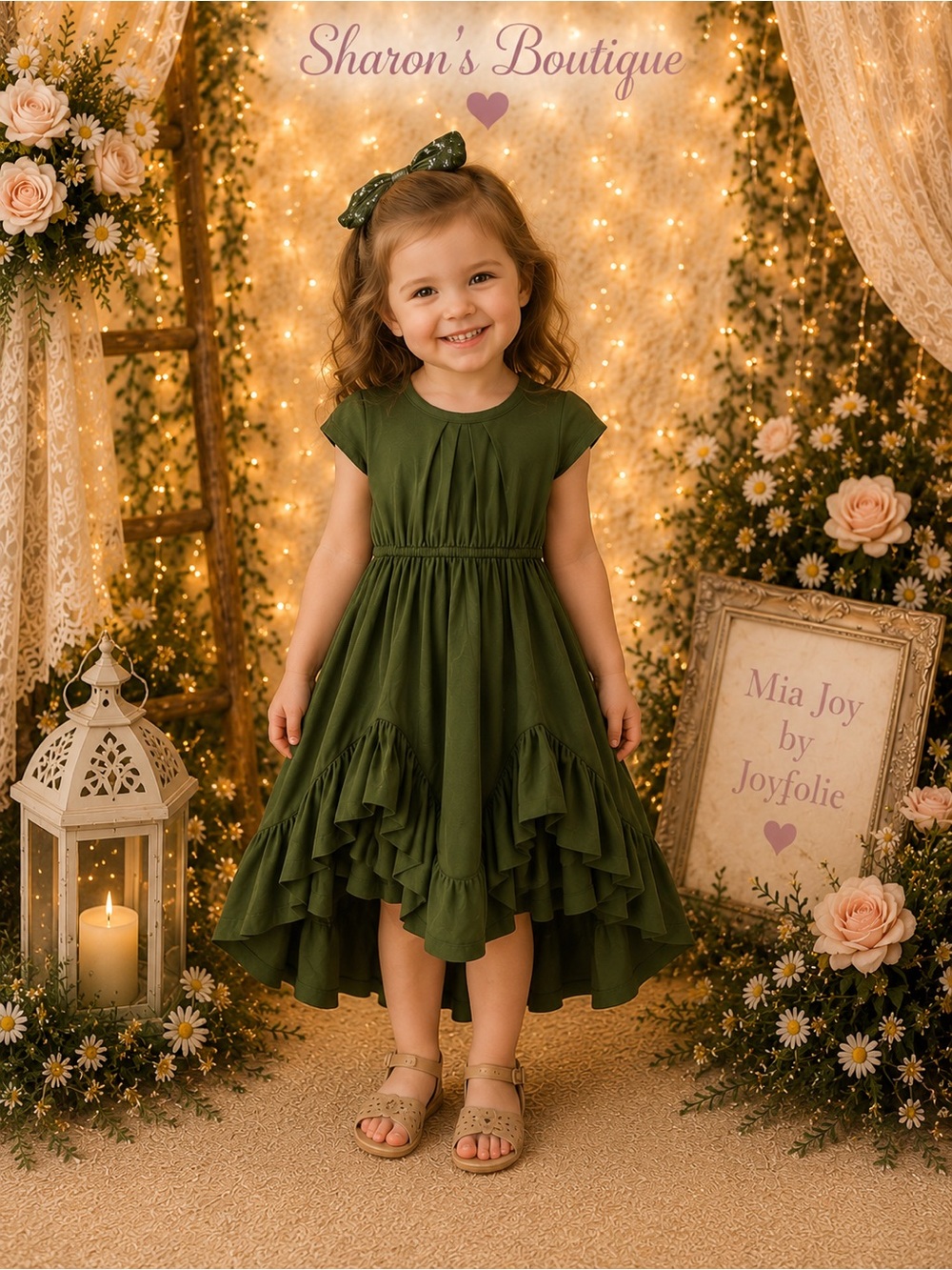 Joyfolie Mia Joy Braelyn Olive Ruffle Hi-Low Dress Size 2 NWT